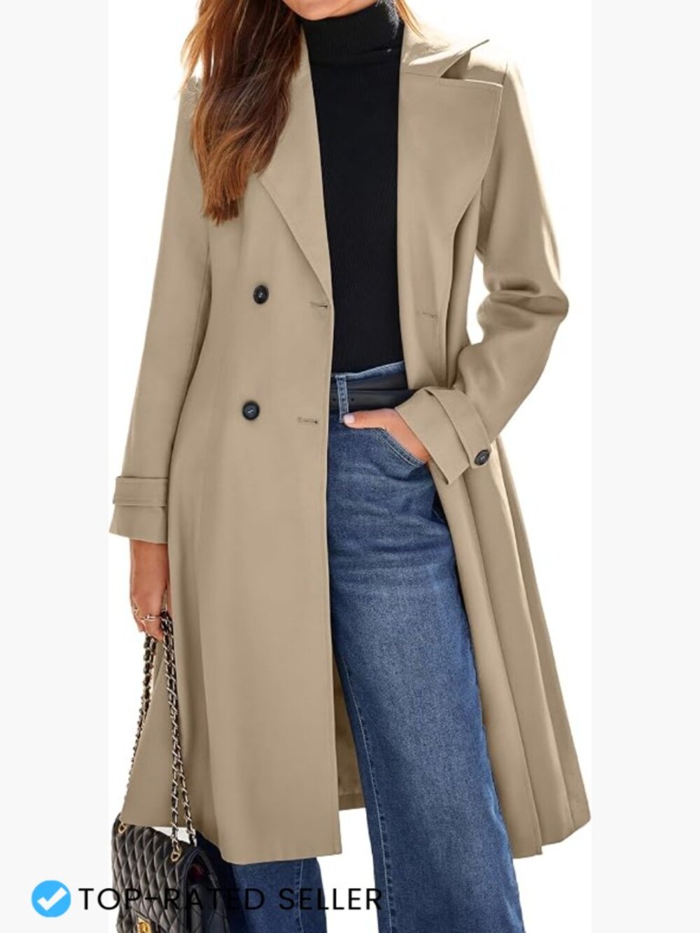 Oversized Long Trench Coat Double Breasted Winter Jacket Chic Classic